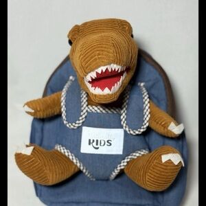 Toddler Backpack With Small Plush Brown T Rex Dinosaur By Naturally KIDS